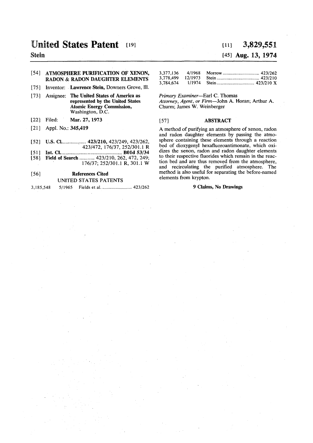 Atmosphere Purification of Xenon, Radon, and Radon Daughter Elements