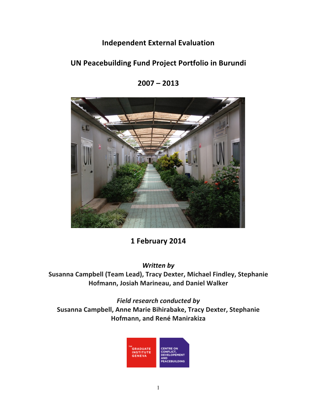 Independent External Evaluation UN Peacebuilding Fund Project Portfolio in Burundi