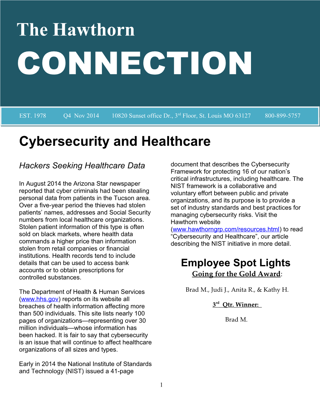 Cybersecurity and Healthcare