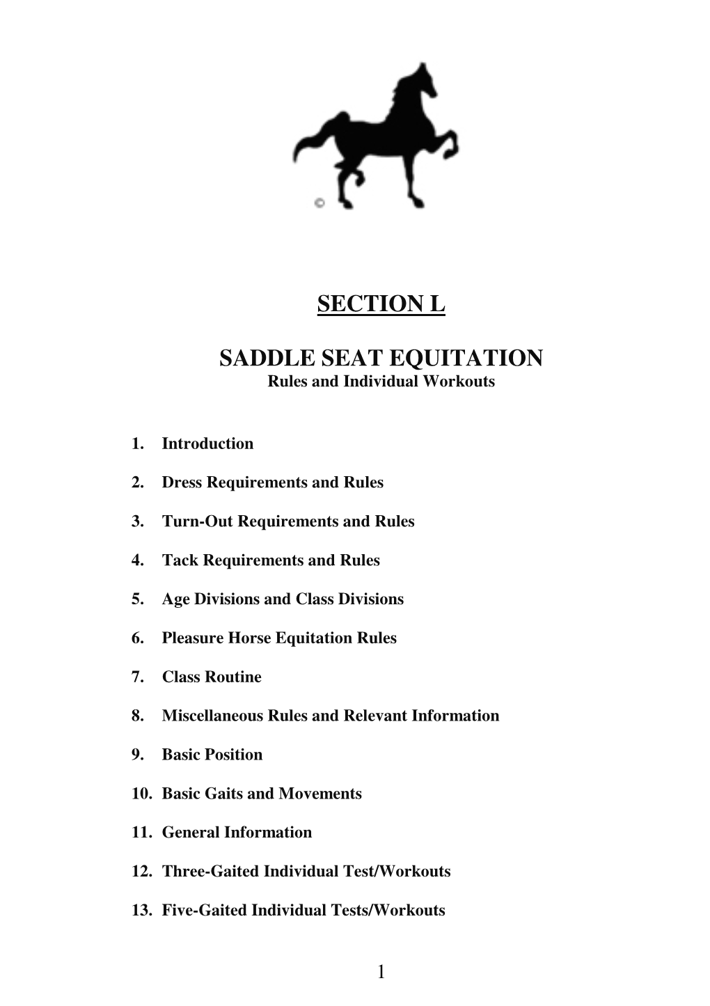 Section L Saddle Seat Equitation