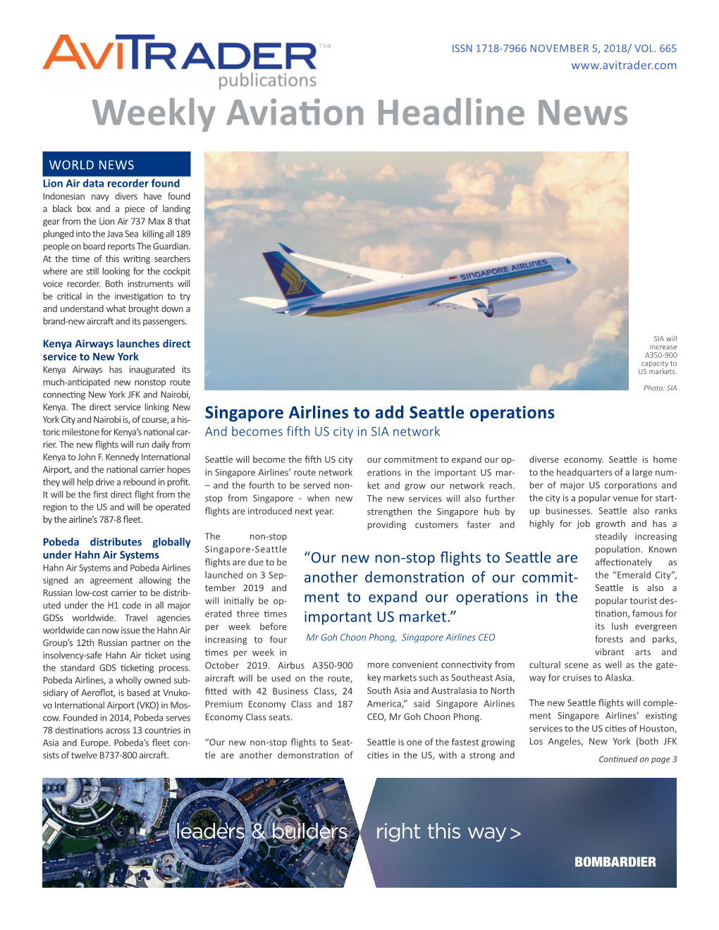 Weekly Aviation Headline News