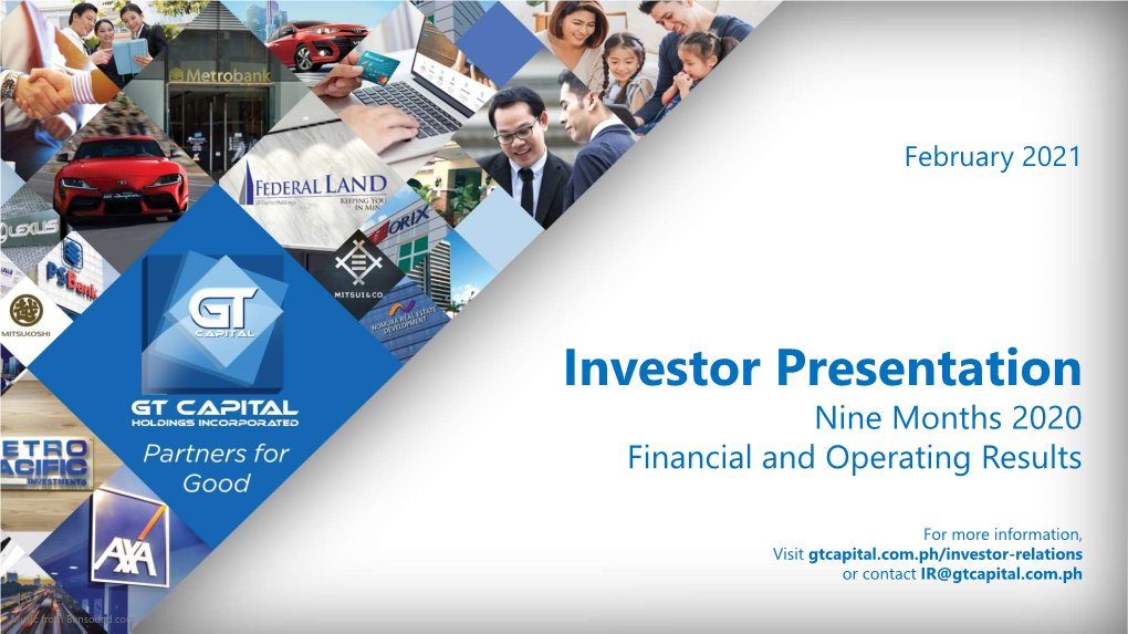 Investor Presentation Nine Months 2020 Financial and Operating Results