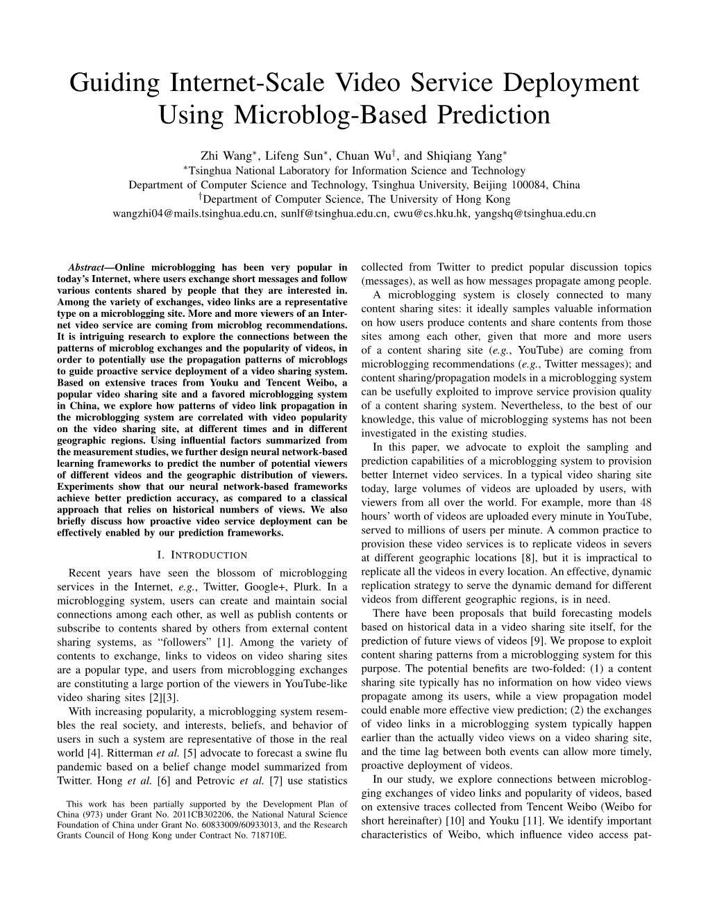 Guiding Internet-Scale Video Service Deployment Using Microblog-Based Prediction