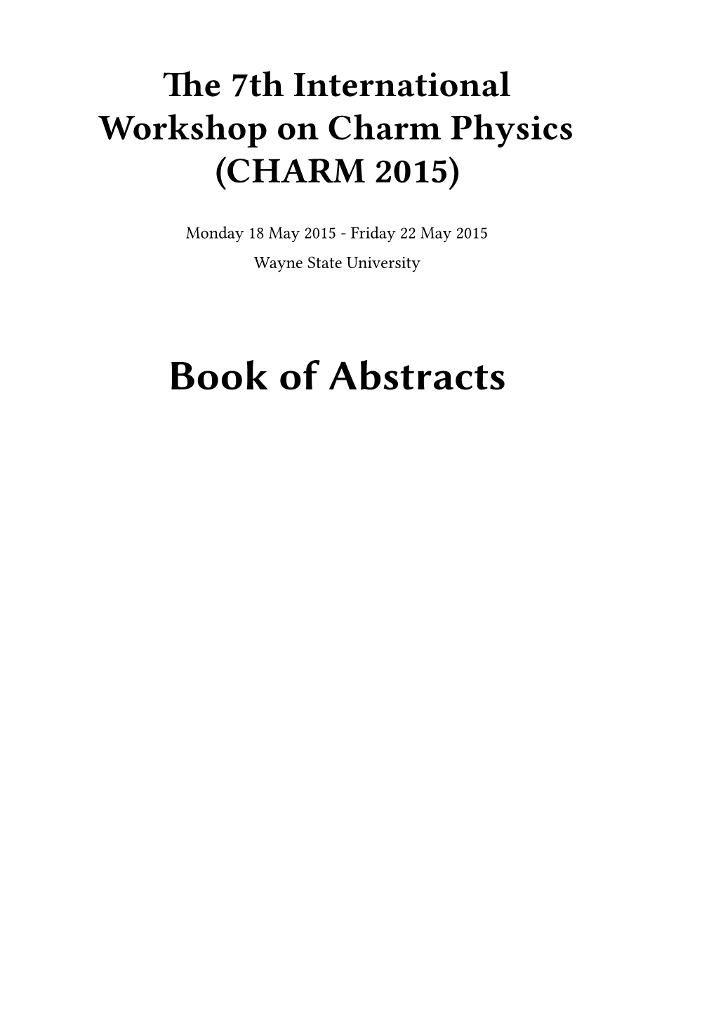 Book of Abstracts