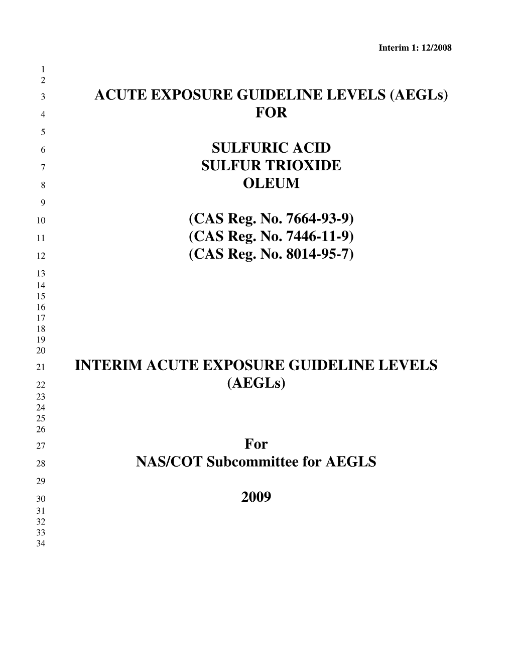 Oleum Interim AEGL Document