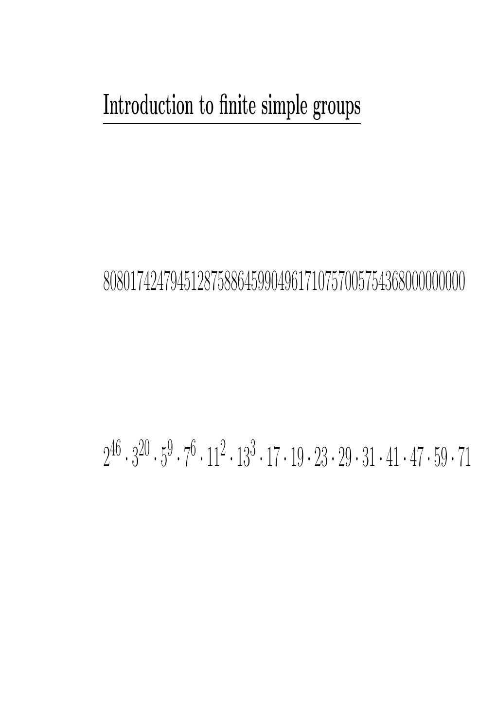 Introduction to Finite Simple Groups