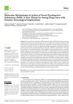 Molecular Mechanisms of Action of Novel Psychoactive Substances (NPS)