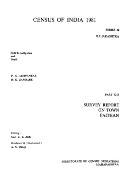 Survey Report on Town Paithan, Part X-B, Series-12