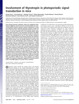 Involvement of Thyrotropin in Photoperiodic Signal Transduction in Mice