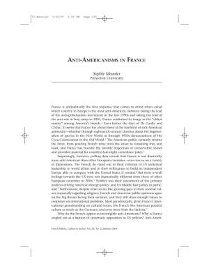 ANTI-AMERICANISMS in FRANCE Sophie Meunier