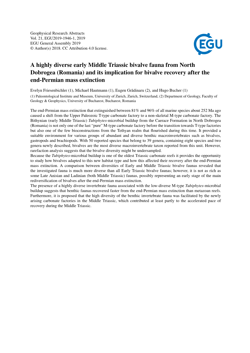 A Highly Diverse Early Middle Triassic Bivalve Fauna from North Dobrogea (Romania) and Its Implication for Bivalve Recovery After the End-Permian Mass Extinction