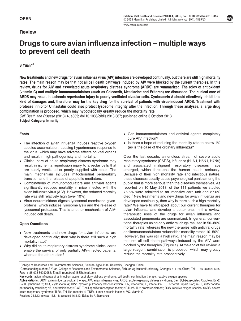 Drugs to Cure Avian Influenza Infection &Ndash