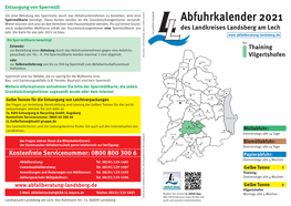 Abfuhrkalender Für Thaining Und Vilgertshofen Für Das Jahr 2021