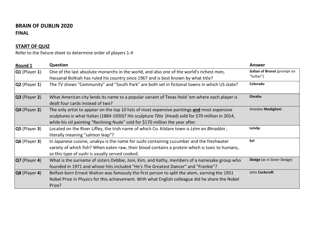 Brain of Dublin 2020 Final Questions + Answers.Xlsx