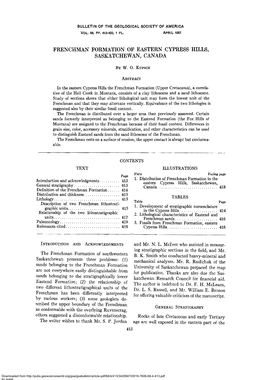 Bulletin of the Geological Society of America Vol. 68. Pp. 413-420. 1 Pl. April 1957 Frenchman Formation of Eastern Cypress Hill