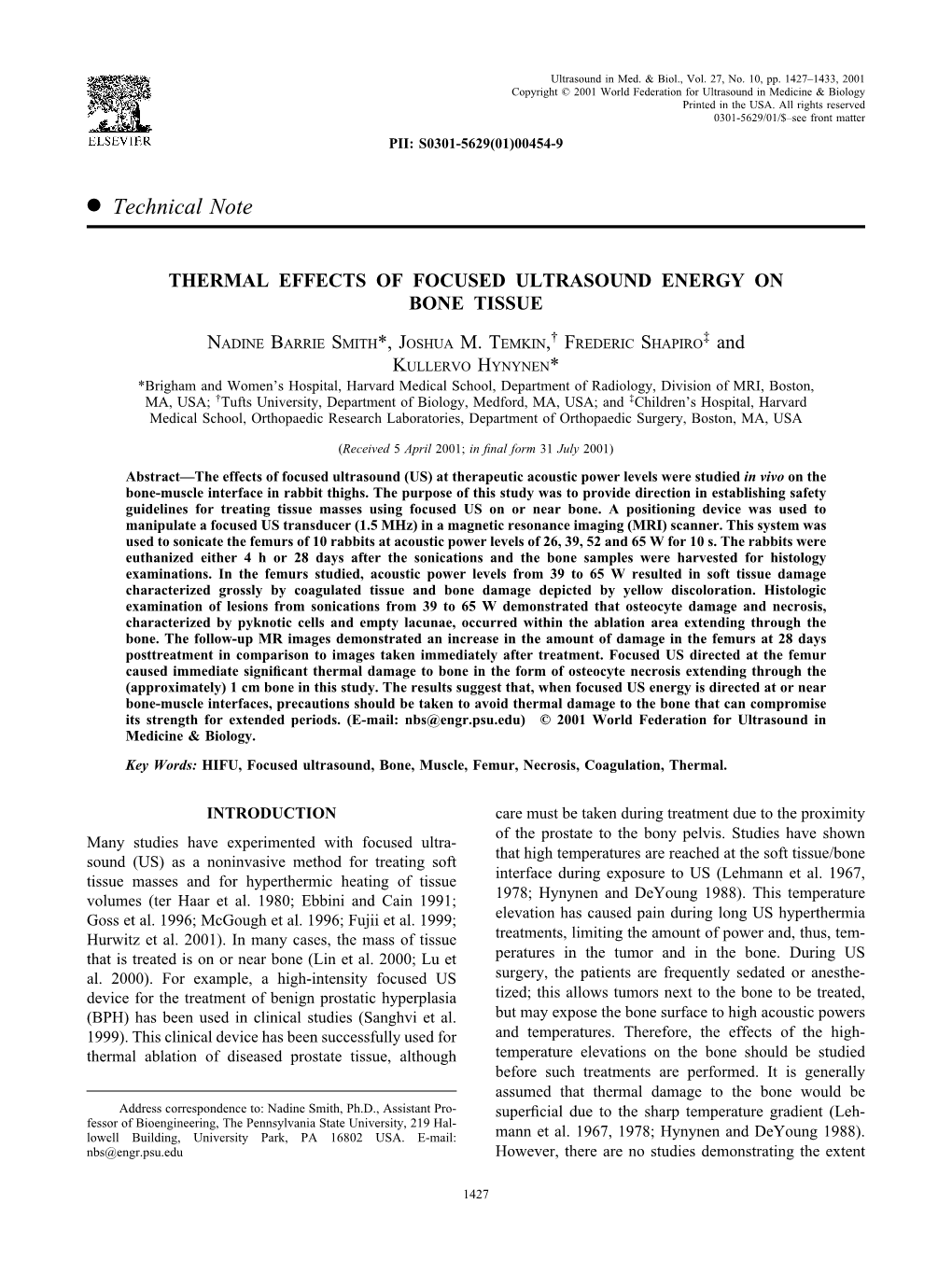 THERMAL EFFECTS of FOCUSED ULTRASOUND ENERGY ON.Pdf