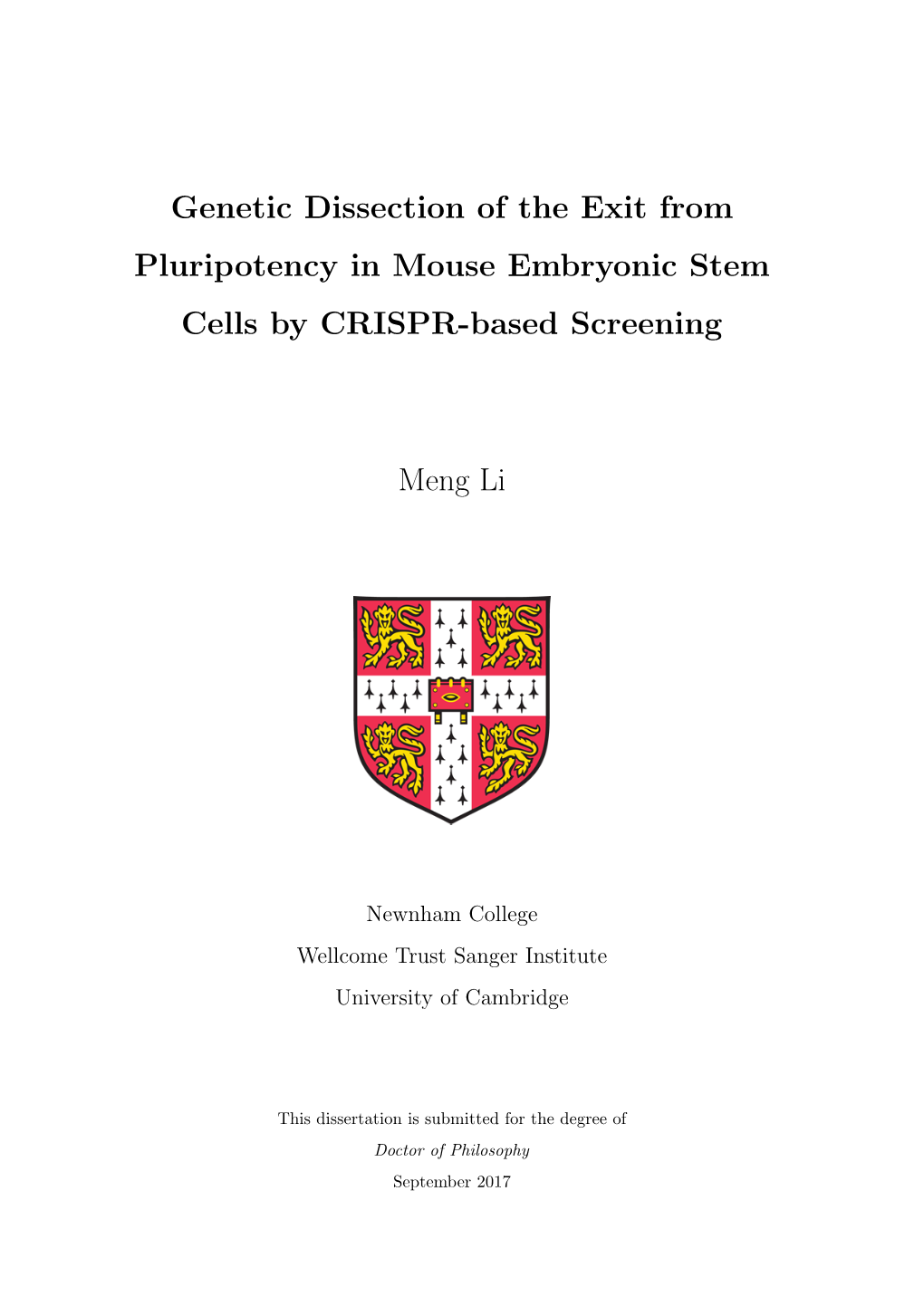 Genetic Dissection of the Exit from Pluripotency in Mouse Embryonic Stem Cells by CRISPR-Based Screening