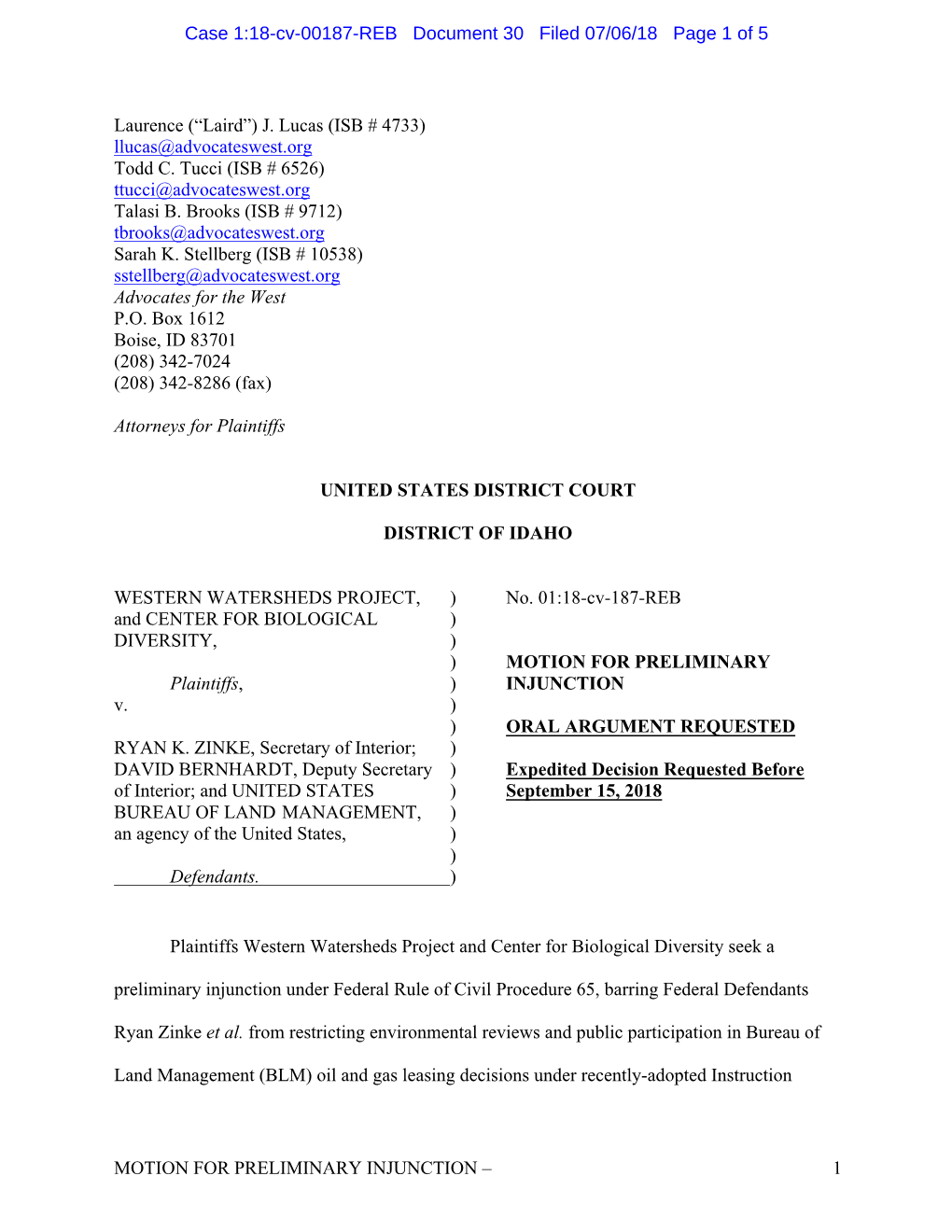 Motion For Preliminary Injunction And Opening Brief - DocsLib