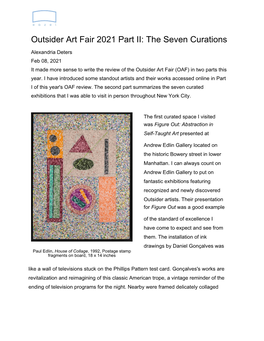 Outsider Art Fair 2021 Part II: the Seven Curations