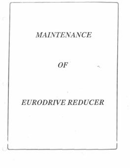 Maintenance of Eurodrive Reducer