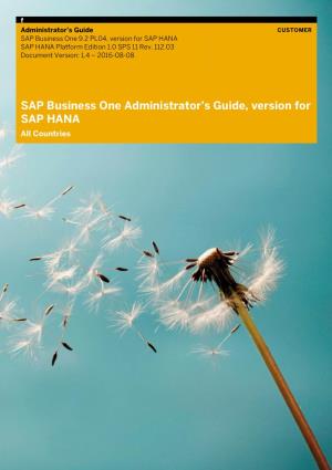 SAP Business One Administrator's Guide, Version for SAP HANA