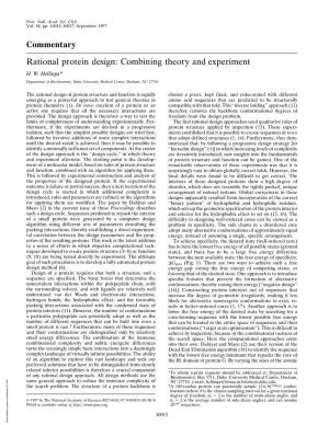 Commentary Rational Protein Design: Combining Theory and Experiment