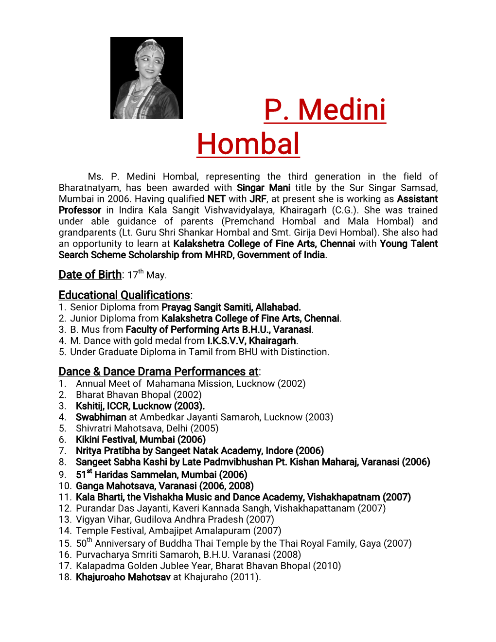 Ms. Medini Hombal