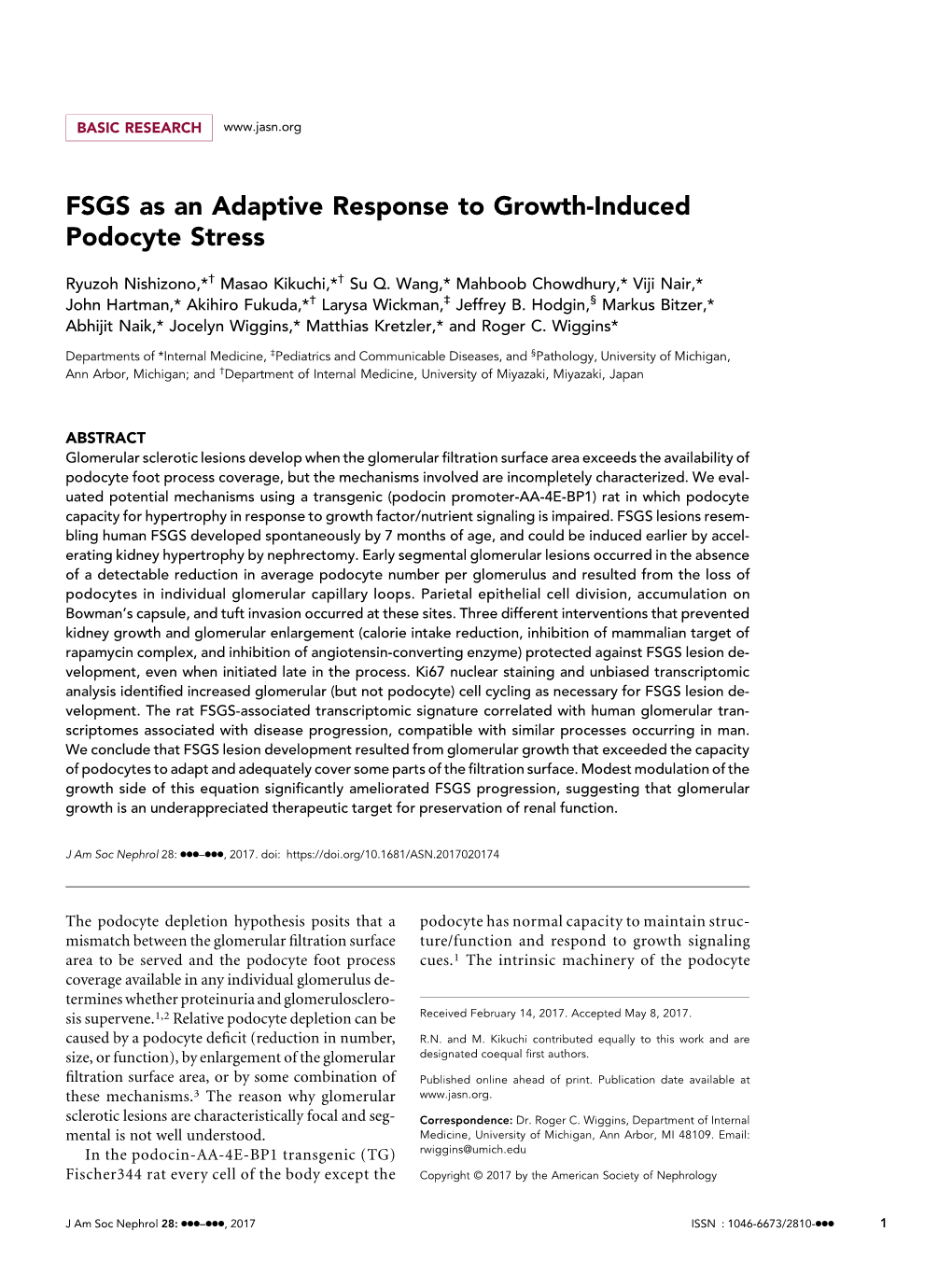 FSGS As an Adaptive Response to Growth-Induced Podocyte Stress