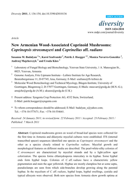 New Armenian Wood-Associated Coprinoid Mushrooms: Coprinopsis Strossmayeri and Coprinellus Aff
