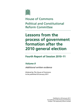 Lessons from the Process of Government Formation After the 2010 General Election