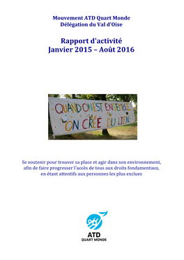 Rapport D'activité Janvier 2015 – Août 2016