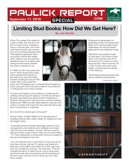 Limiting Stud Books: How Did We Get Here? by Joe Nevills