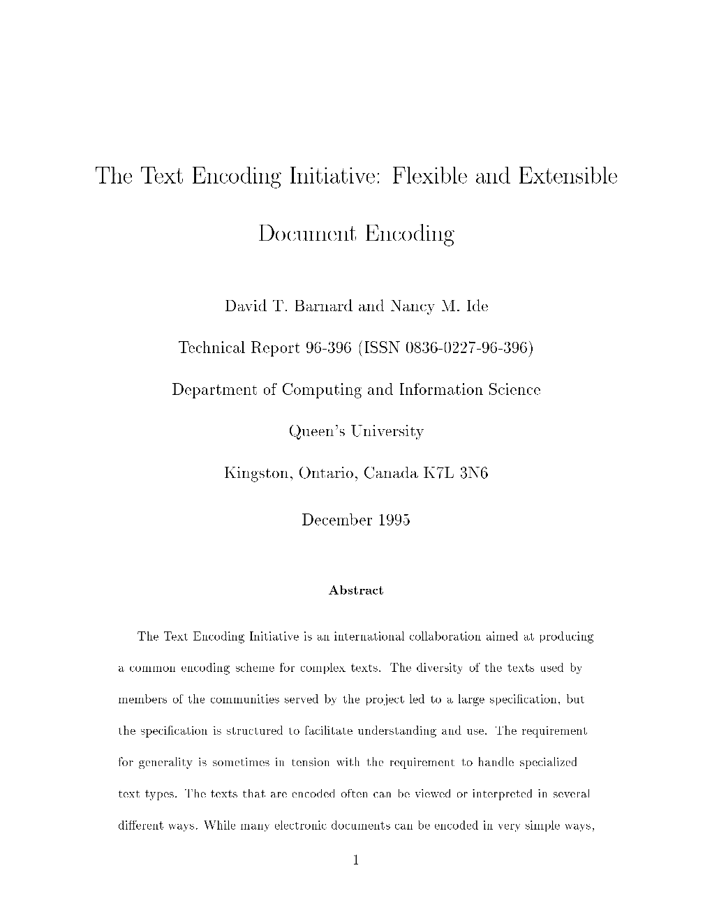 The Text Encoding Initiative: Flexible and Extensible Document Encoding