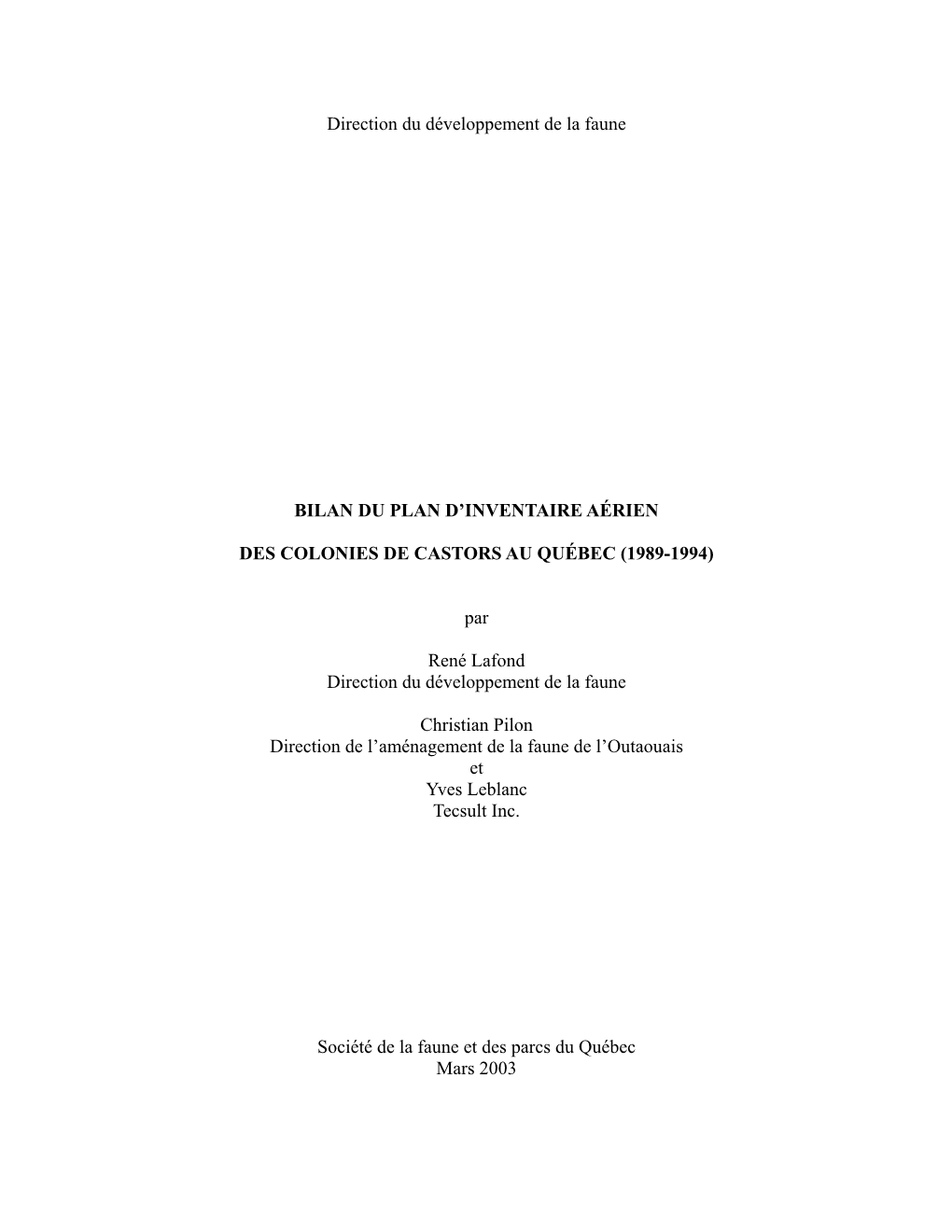 Bilan Du Plan D'inventaire Aérien Des Colonies