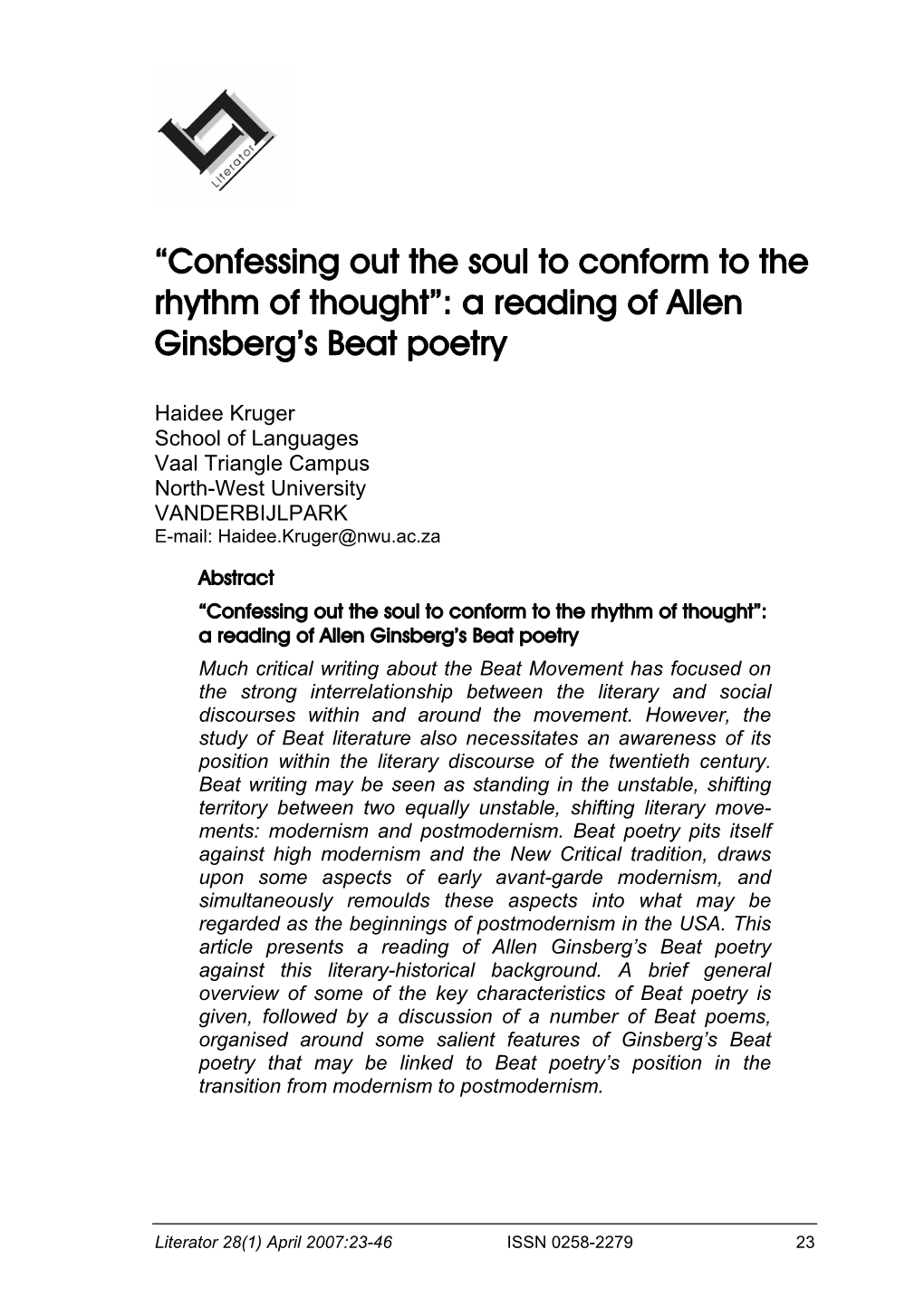 A Reading of Allen Ginsberg's Beat Poetry