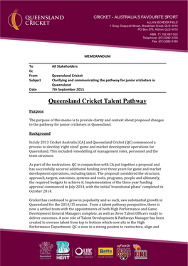 Queensland Cricket Talent Pathway