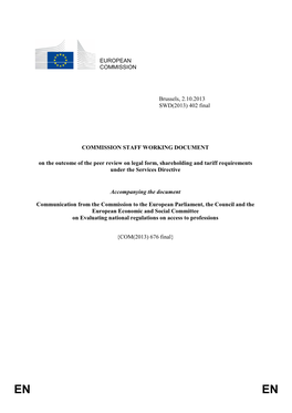 EUROPEAN COMMISSION Brussels, 2.10.2013 SWD(2013) 402 Final