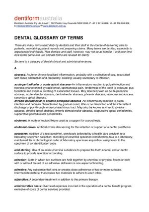 Dental Glossary of Terms