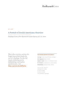 A Portrait of Jewish Americans: Overview