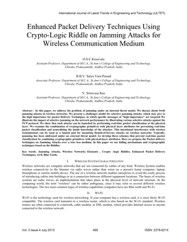Enhanced Packet Delivery Techniques Using Crypto-Logic Riddle on Jamming Attacks for Wireless Communication Medium