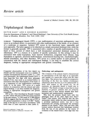 Review Article Triphalangeal Thumb