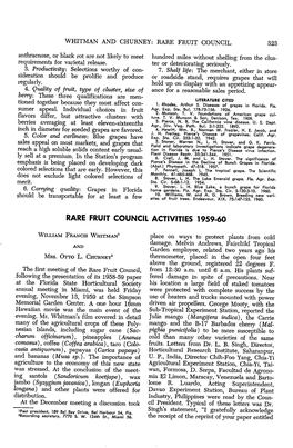 Rare Fruit Council Activities 1959-60