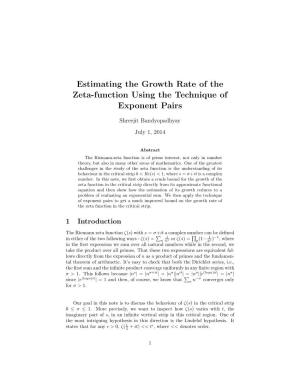 Estimating the Growth Rate of the Zeta-Function Using the Technique of Exponent Pairs