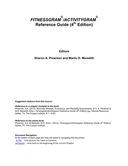Fitnessgram/Activitygram Reference Guide (4Th Edition) (Pp