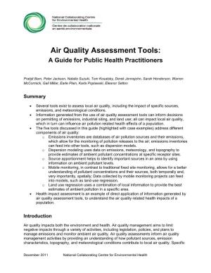 Air Quality Assessment Tools: a Guide for Public Health Practitioners