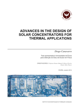 Advances in the Design of Solar Concentrators for Thermal Applications