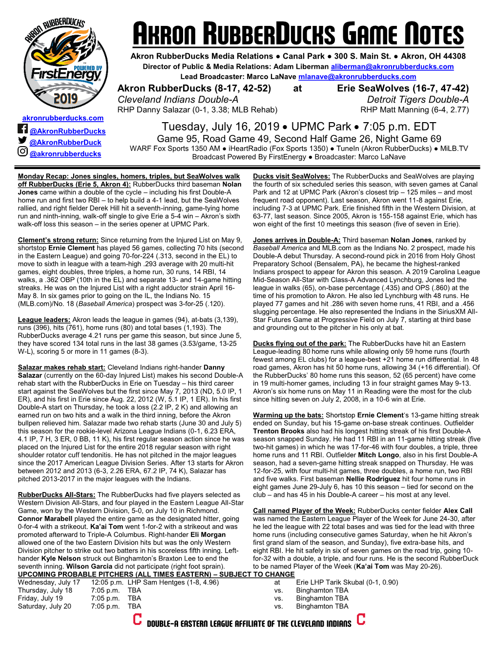 20190716 Rubberducks Game Notes