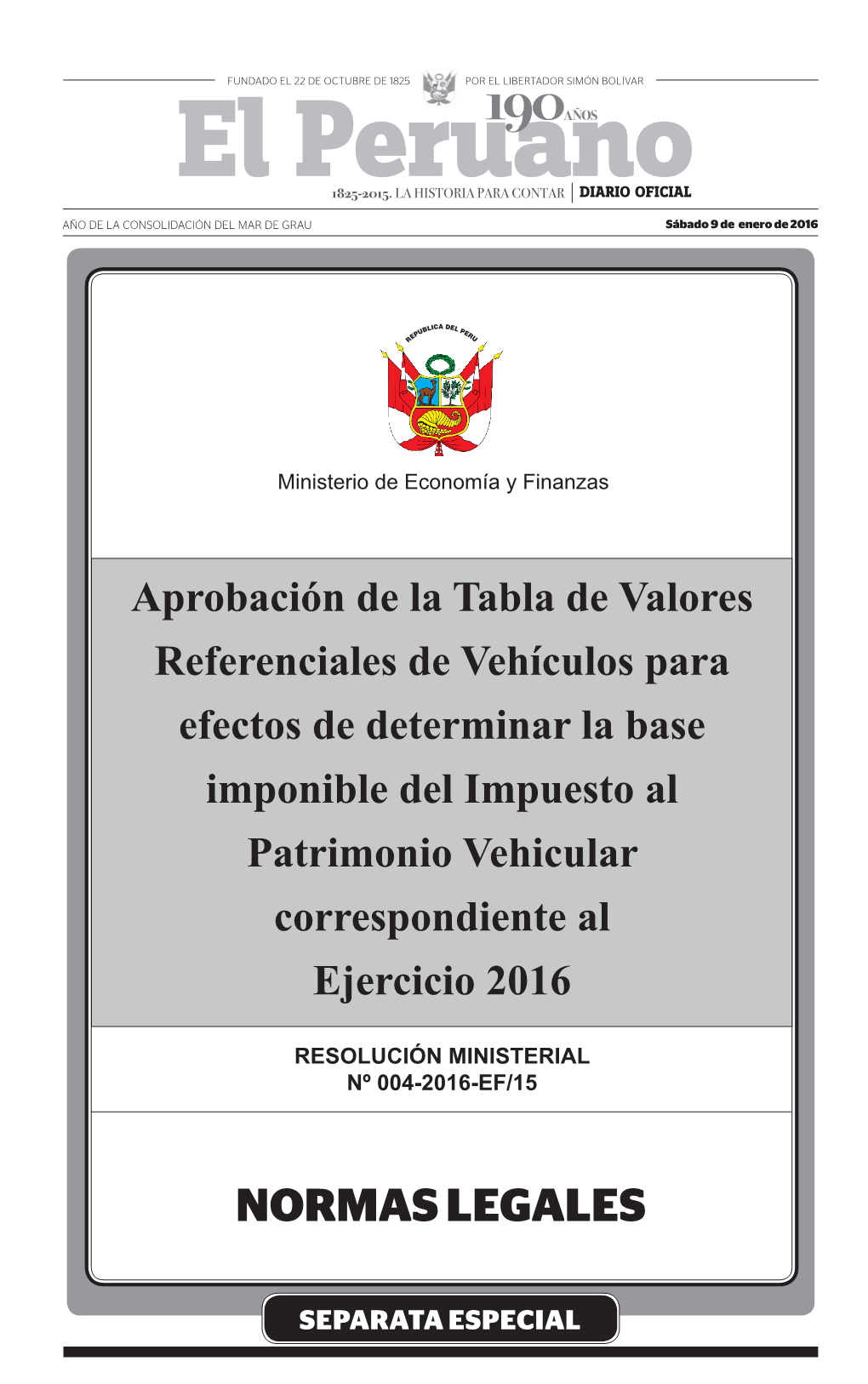 Aprobación De La Tabla De Valores Referenciales De Vehículos Para