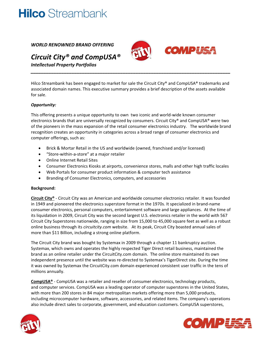 Circuit City® and Compusa® Intellectual Property Portfolios ______