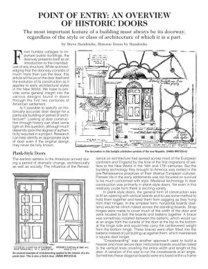 Point of Entry: an Overview of Historic Doors